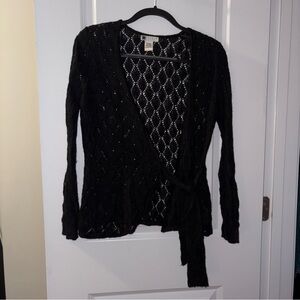 Women’s Carole Little Black Knit Tie Cardigan Size: M